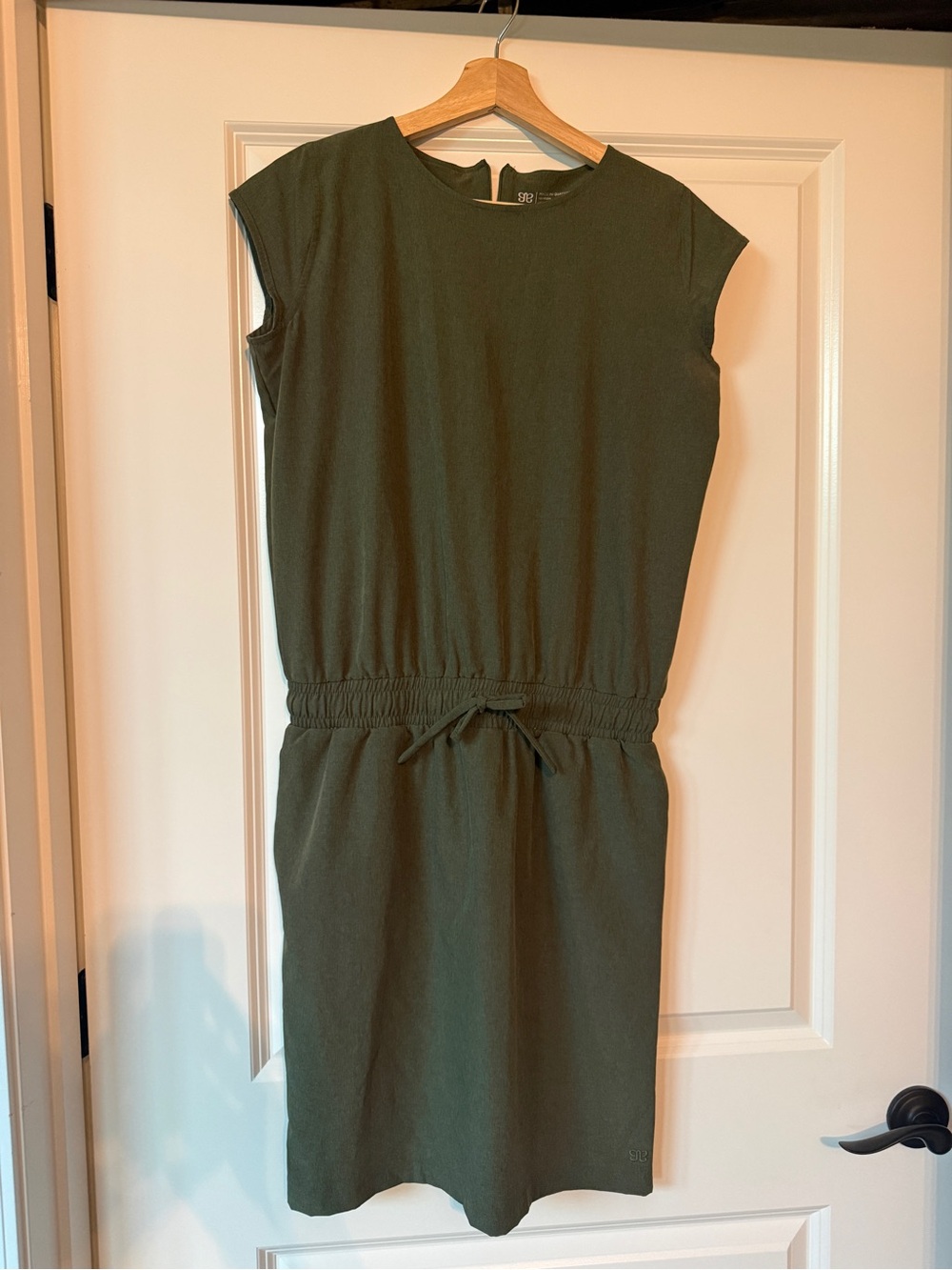 Sleeveless Olive Drawstring Midi Dress